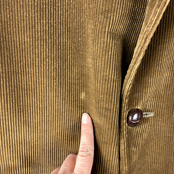 VTG London Fog Long Corduroy Coat Mens 40R Brown Faux Fur Lined Chore Classic - Picture 13 of 16